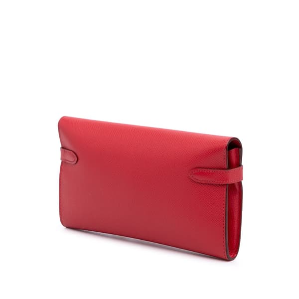 Pre-owned Hermès Epsom Kelly Longue Wallet Red