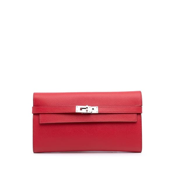 Pre-owned Hermès Epsom Kelly Longue Wallet Red