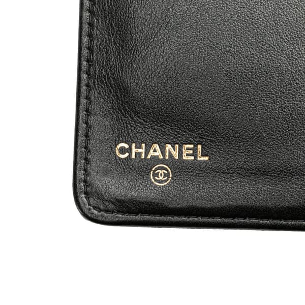 Pre-owned Chanel Quilted Caviar Boy Yen Long Wallet Black