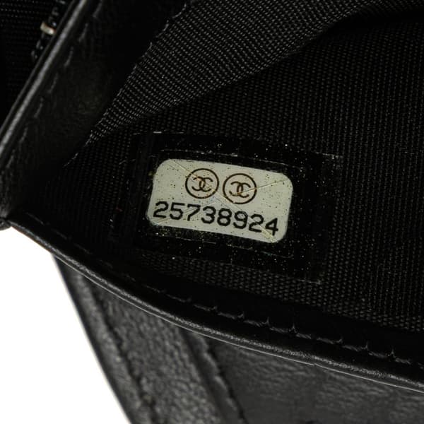 Pre-owned Chanel Quilted Caviar Boy Yen Long Wallet Black