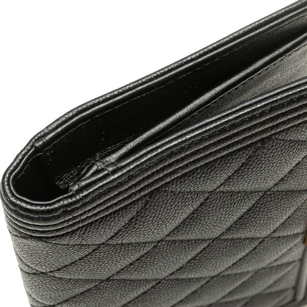 Pre-owned Chanel Quilted Caviar Boy Yen Long Wallet Black