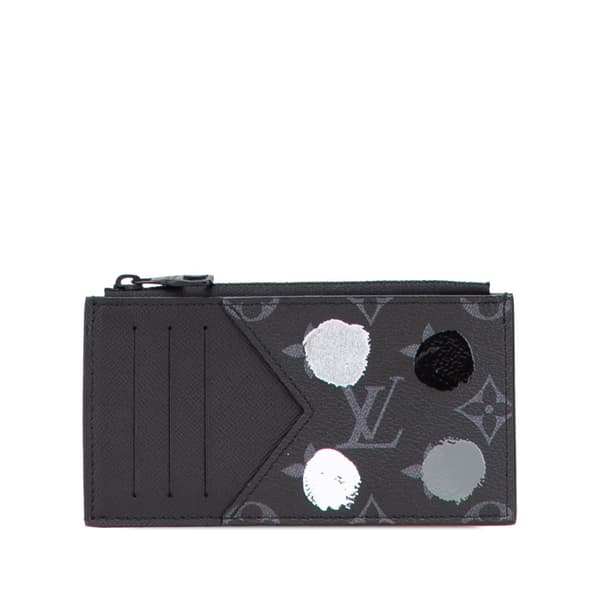 Pre-owned Louis Vuitton Yayoi Kusama Monogram Eclipse Coin Card Holder Black