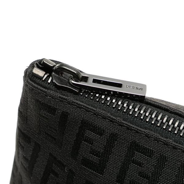 Pre-owned Fendi Zucchino Canvas Pouch Black