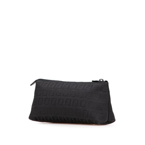 Pre-owned Fendi Zucchino Canvas Pouch Black