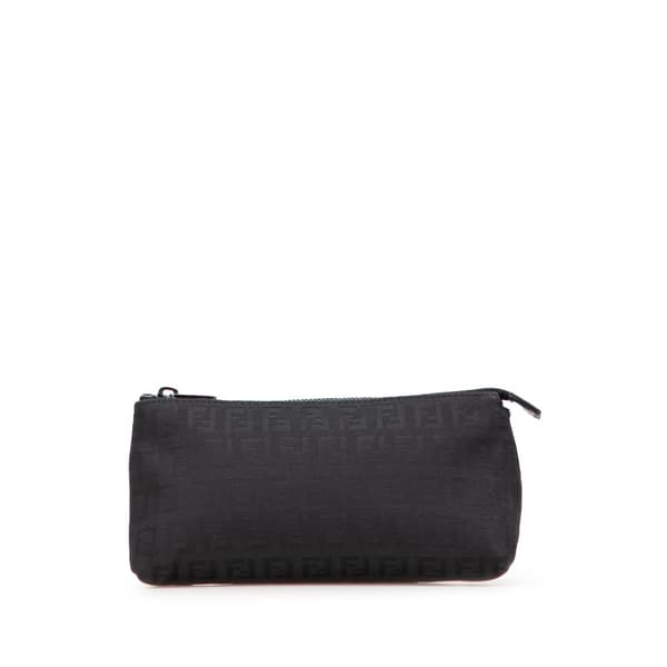 Pre-owned Fendi Zucchino Canvas Pouch Black