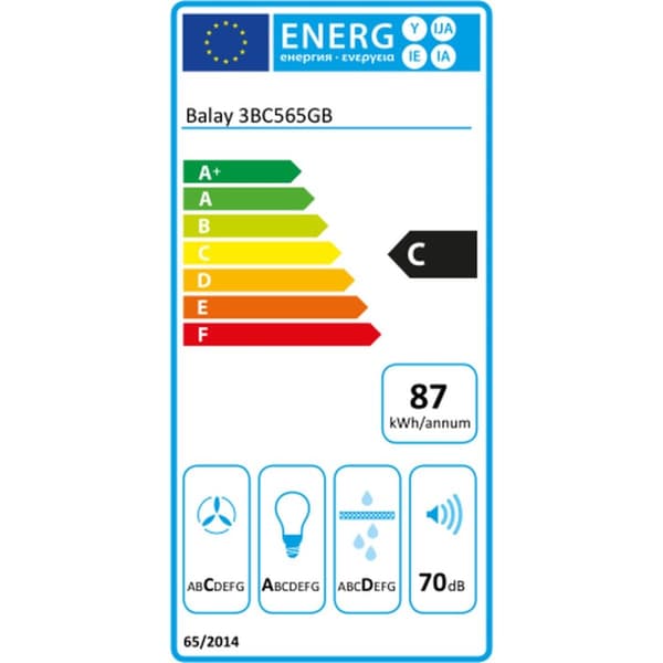 Konventionell fläkt Balay 3BC565GB 60 cm 530 m3/h 70 dB 216W Vit A+
