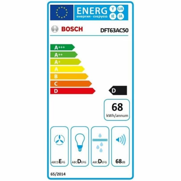 Liesituuletin BOSCH DFT63AC50 60 cm 360 m³/h 68 dB 146W Ruostumaton teräs