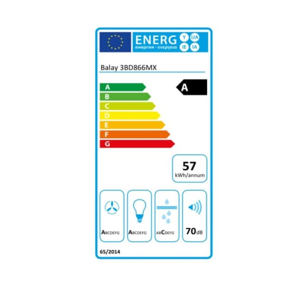 Konventions-emhætte Balay 7612985650045 60 cm 620 m³/h 250W A Stål