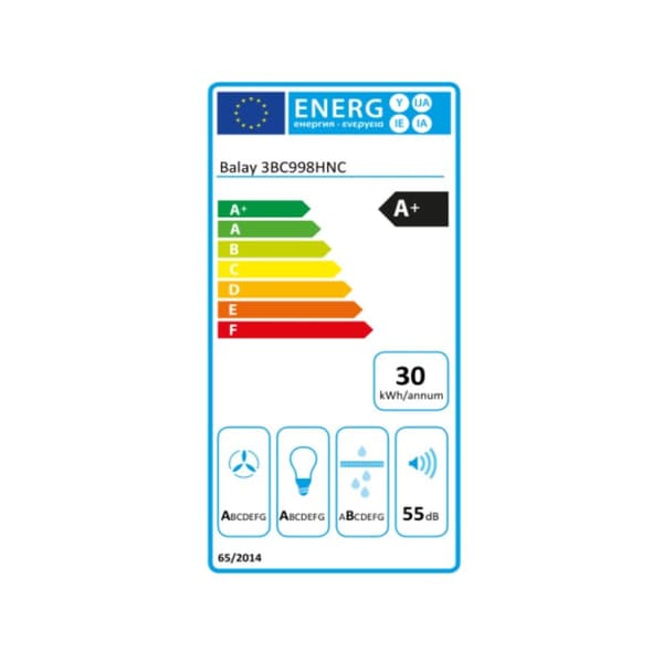Konventions-emhætte Balay 3BC998HNC 90 cm 843 m³/h 165W Stål A+