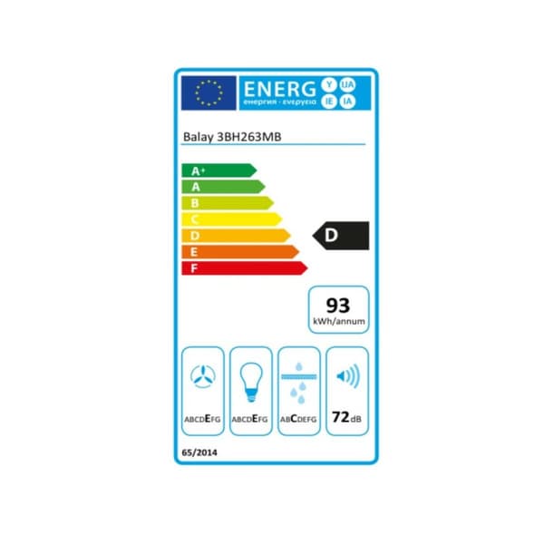 Konventions-emhætte Balay 3BH263MB 60 cm 350 m3/h 72 dB 146W Hvid