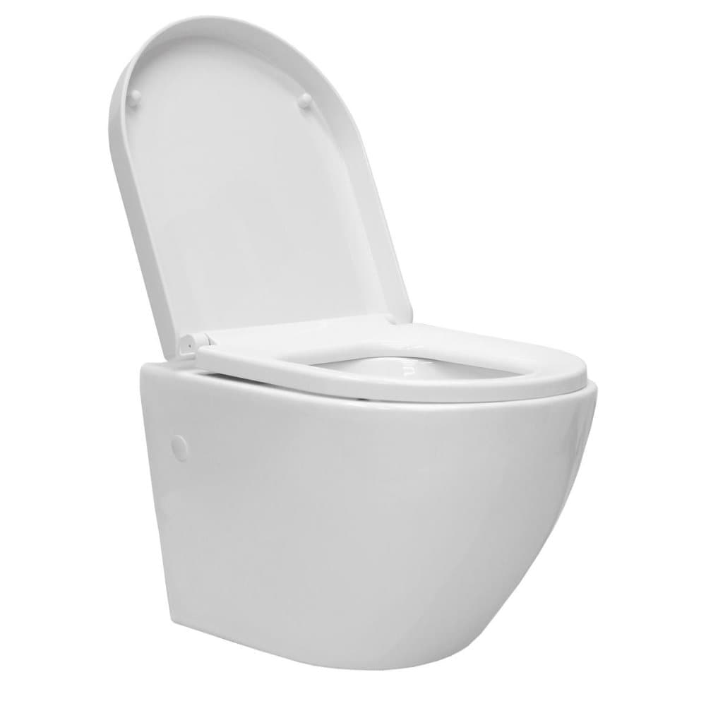 ECD Germany Huuhteleva reunaton seinään kiinnitettävä WC-kerros, keraaminen, pehmeästi sulkeutuva laskeutumismekanismi WC-istuin WC-istuin valmistettu