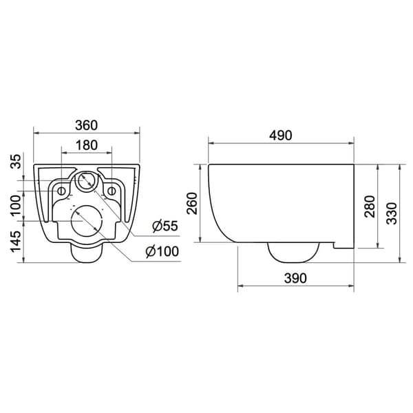 Svedbergs Alta Veggskål Rimless m/soft-close sete - vegghengt toalett