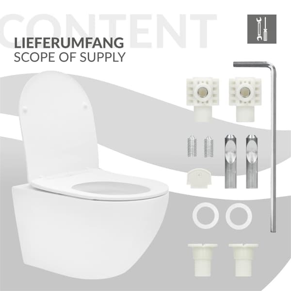 Randlös vägghängd WC med nanobeläggning 52x36x34 cm Vit matt keramik ML design