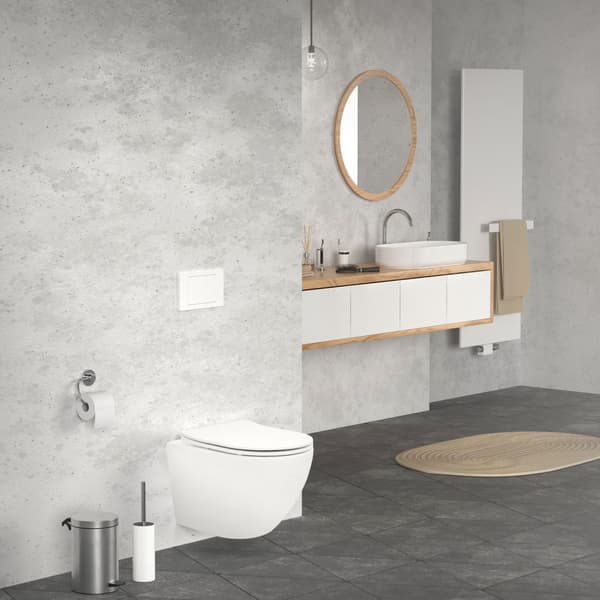 ECD Germany Seinään kiinnitettävä WC lyhyt, reunaton, nanotiivisteellä, valkoinen matta, seinään kiinnitettävä WC, jossa on irrotettava WC-istuin