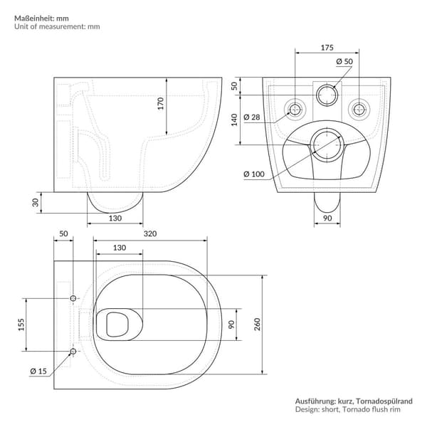 LuxeBath seinään kiinnitettävä WC reunaton musta matta, syvä huuhtelu Tornado flush keraaminen seinään kiinnitettävä WC lyhyt 49cm, WC ilman