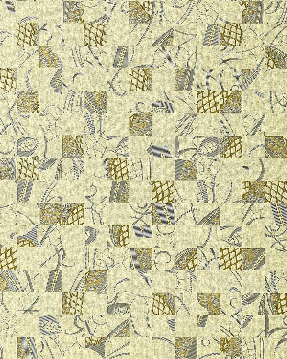 Tapet abstrakt EDEM 745-28 prægede metallisk mønster mat baggrund farve elfenben grøn beige guld sølv 5,33 m2