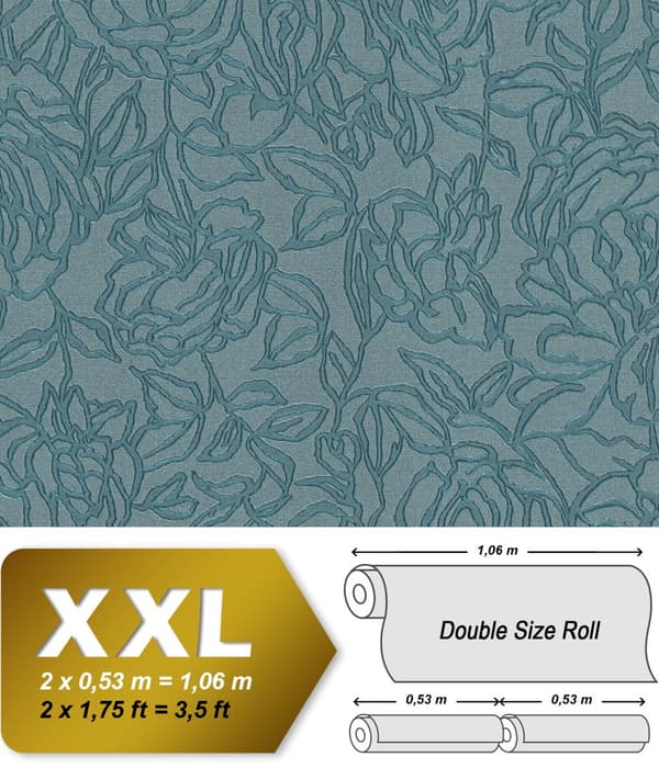 Non woven-tapet Blommig EDEM 9040-28 präglad glansigt färg blå 10,65 m2