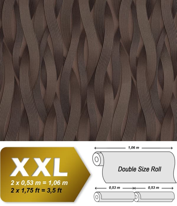 Non woven-tapet ränder EDEM 81130BR26 texturerad metalliska höjdpunkter färg brun brons silver 26,5 m2