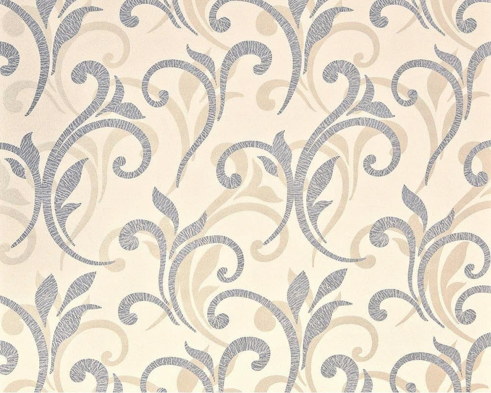 Non woven-tapet blomster EDEM 928n-29 präglad skimrande färg elfenben ostron vit beige silver grå 10,65 m2