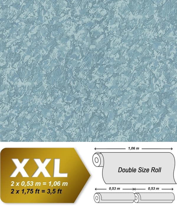 Non woven-tapet uni kulör EDEM 9076-29 präglad metallisk effekt färg blå turkos 10,65 m2