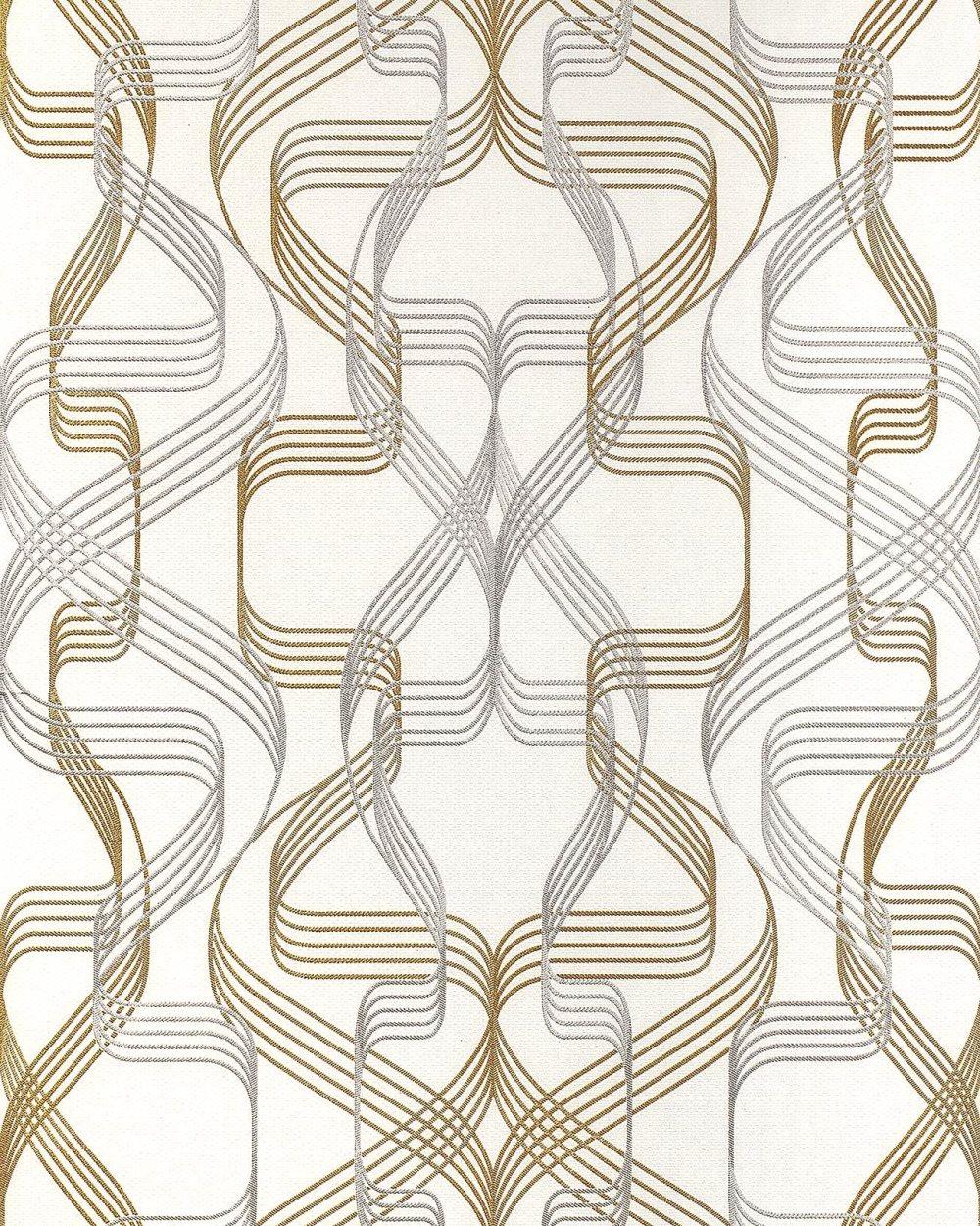 Tapet abstrakt EDEM 507-20 texturerad metalliska höjdpunkter färg vit signal vit pärla guld silver 5,33 m2