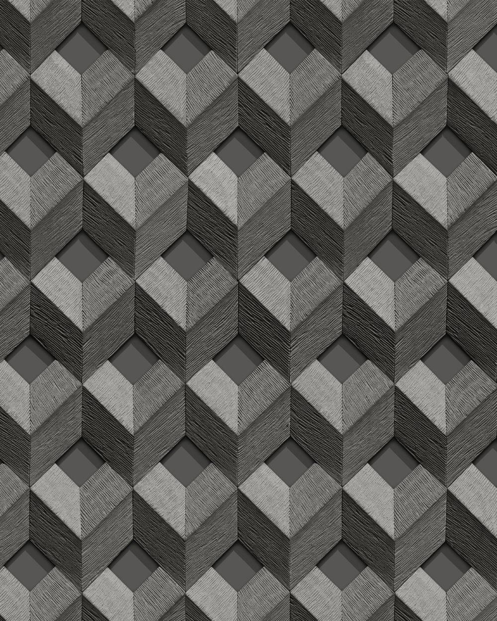 Non woven-tapet geometrisk Profhome DE120133-DI präglad glansigt mönstermatt bakgrund färg grå antracit silver 5,33 m2