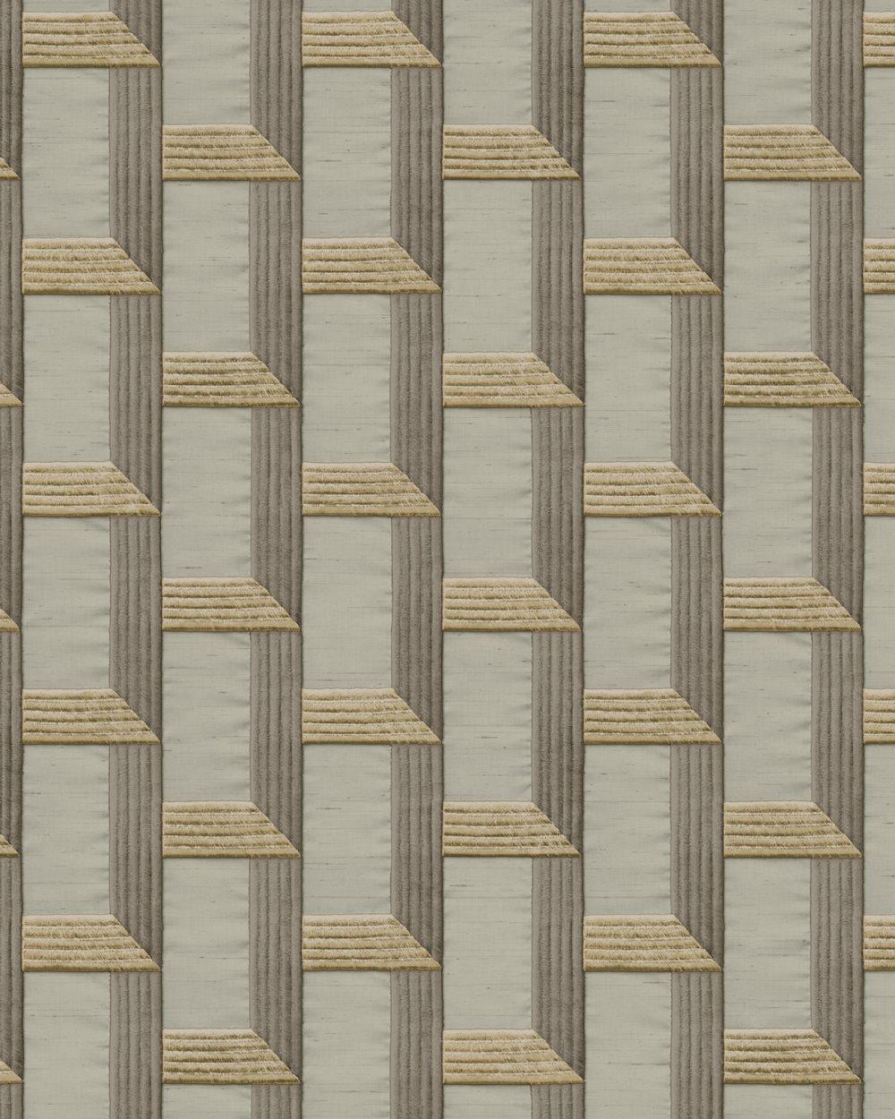 Non woven-tapet geometrisk Profhome DE120073-DI präglad metalliska höjdpunkter färg beige guld oliv grå 5,33 m2