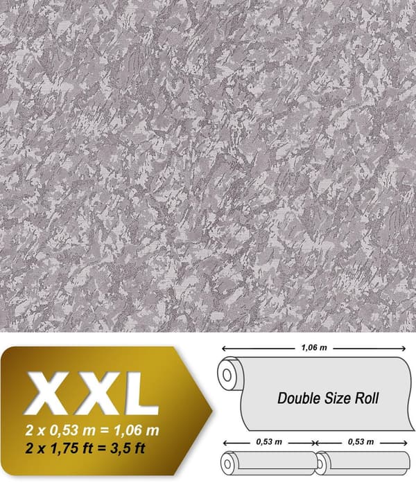 Non woven-tapet uni kulör EDEM 9076-25 präglad metallisk effekt färg silver grå 10,65 m2