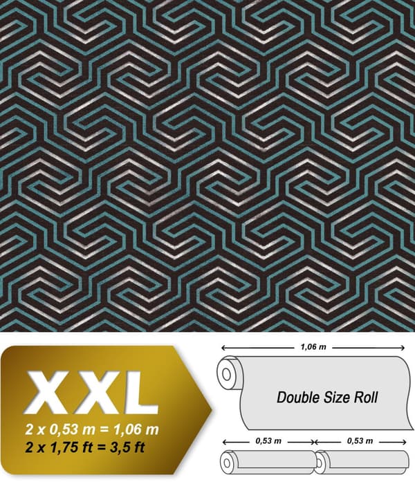 Non woven-tapet geometrisk EDEM 84114BR95 lätt texturerad metalliskt mönstermatt bakgrund färg antracit umbra grå pärla opal grön silver 10,65 m2