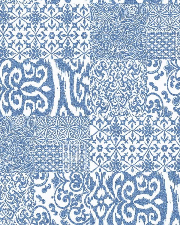 Non woven-tapet barock Profhome VD219149-DI präglad matt mönsterblank bakgrund färg blå vit 5,33 m2