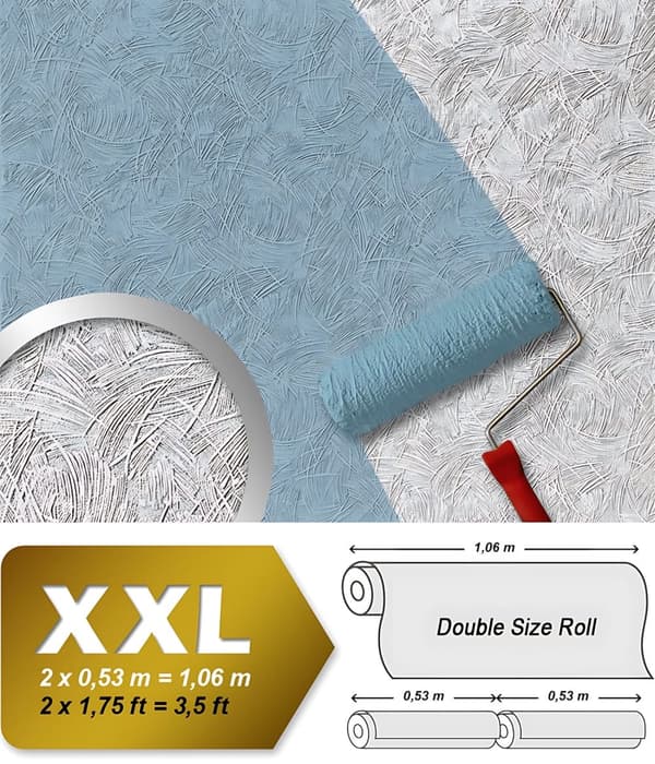 Övermålningsbar tapet textur EDEM 80308BR60 texturerad matt färg vit 26,5 m2
