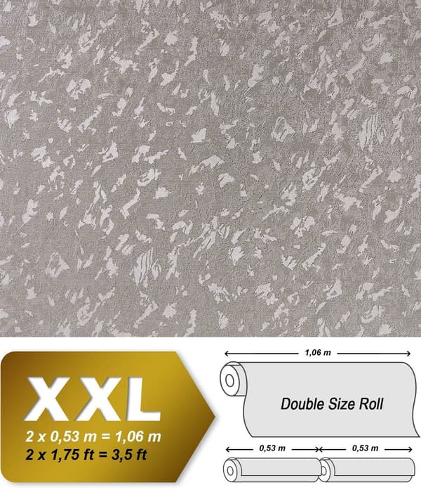 Non woven-tapet uni kulör EDEM 9011-34 präglad glansigt färg silver grå 10,65 m2