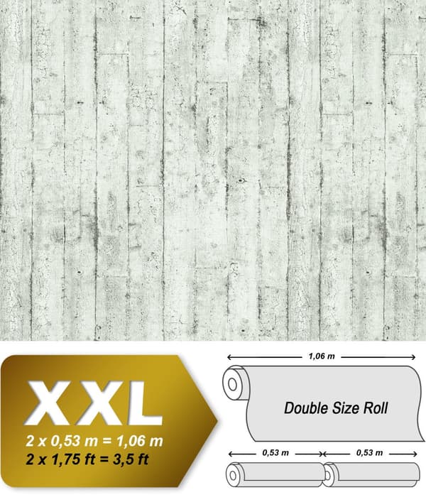 Non woven-tapet trä utseende EDEM 81108BR00 lätt texturerad matt färg vit grå antracit 5,33 m2