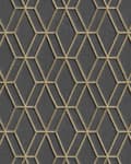Miniatyrbild 1 av 3: Non woven-tapet geometrisk Profhome DE120066-DI präglad glansigt färg antracit guld 5,33 m2
