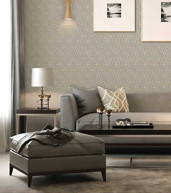 Non woven-tapet geometrisk Profhome DE120064-DI präglad glansigt färg grå silver 5,33 m2