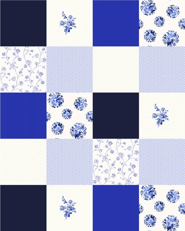 ESTAhome colourwallXL-tapet kludetæppe indigoblåt 20 behangtegels van 53 x 53 cm