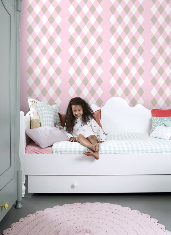 ESTAhome tapet rutor babyrosa 53 cm x 10,05 m