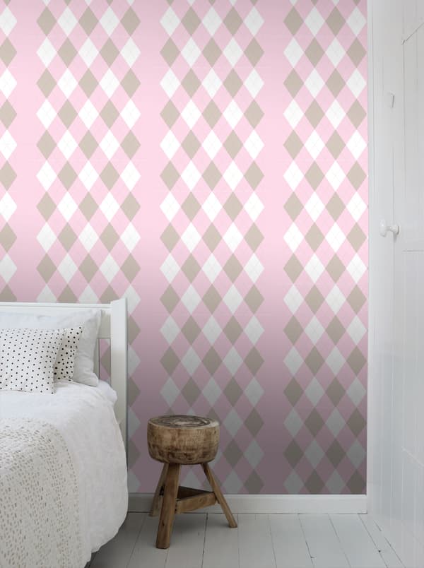 ESTAhome tapet rutor babyrosa 53 cm x 10,05 m