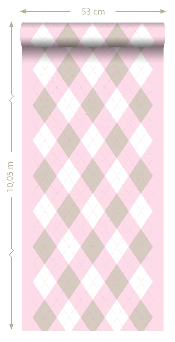 ESTAhome tapet rutor babyrosa 53 cm x 10,05 m