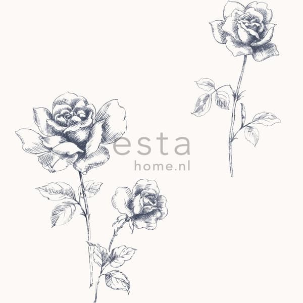 ESTAhome tapet rosor blått 53 cm x 10,05 m
