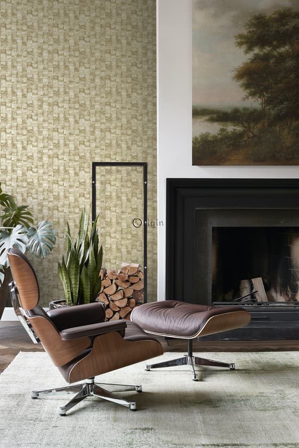 Origin Wallcoverings tapet med struktur khakigrønt 53 cm x 10,05 m