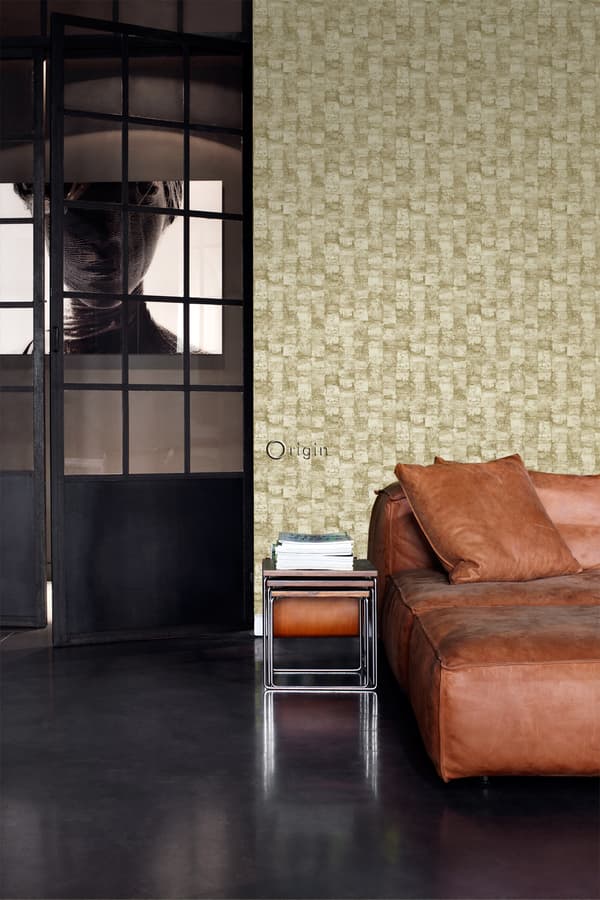 Origin Wallcoverings tapet med struktur khakigrønt 53 cm x 10,05 m
