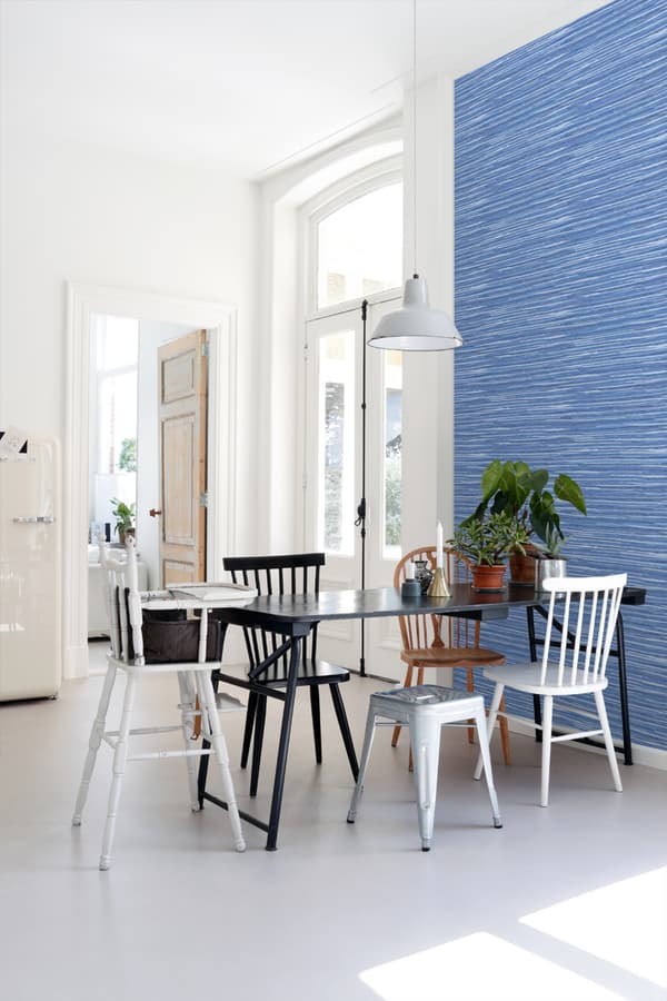 ESTAhome tapet vävt motiv blått - 148622 - 53 cm x 10,05 m