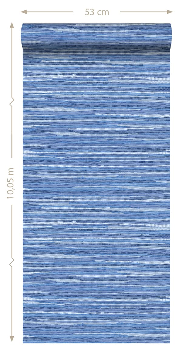 ESTAhome tapet vävt motiv blått - 148622 - 53 cm x 10,05 m