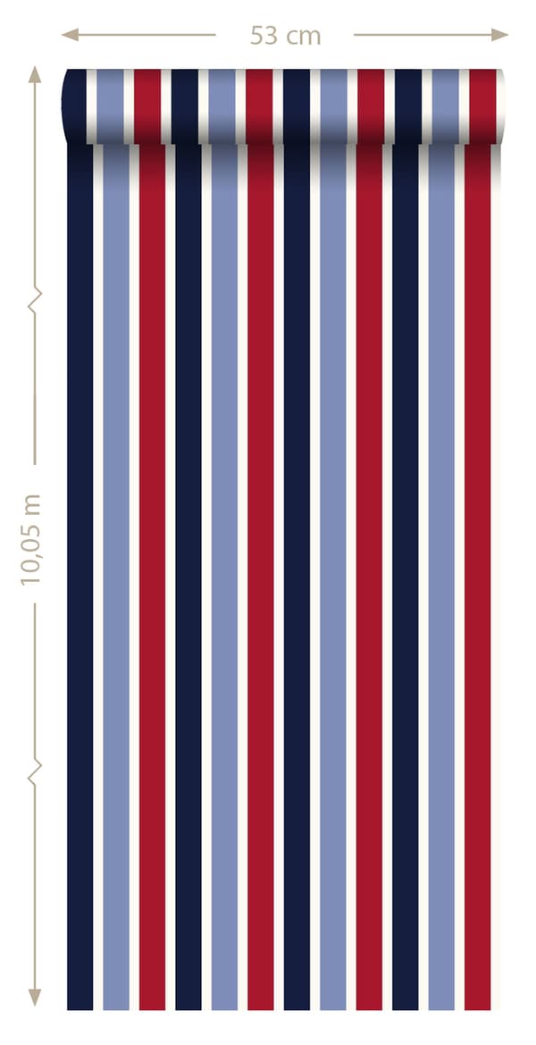 ESTAhome tapet striber marineblåt og rødt 53 cm x 10,05 m