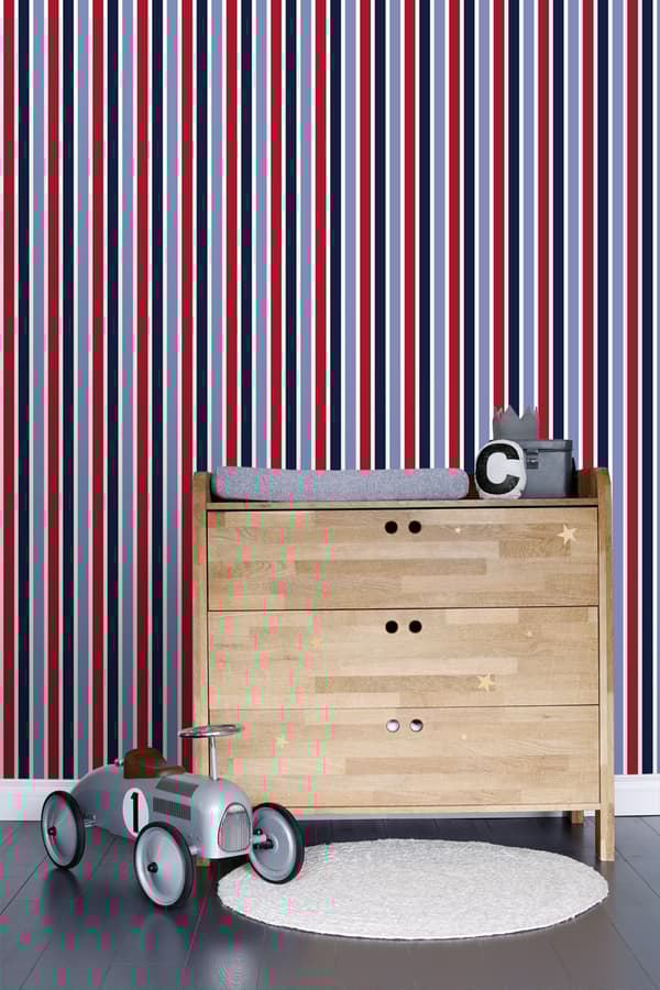 ESTAhome tapet striber marineblåt og rødt 53 cm x 10,05 m