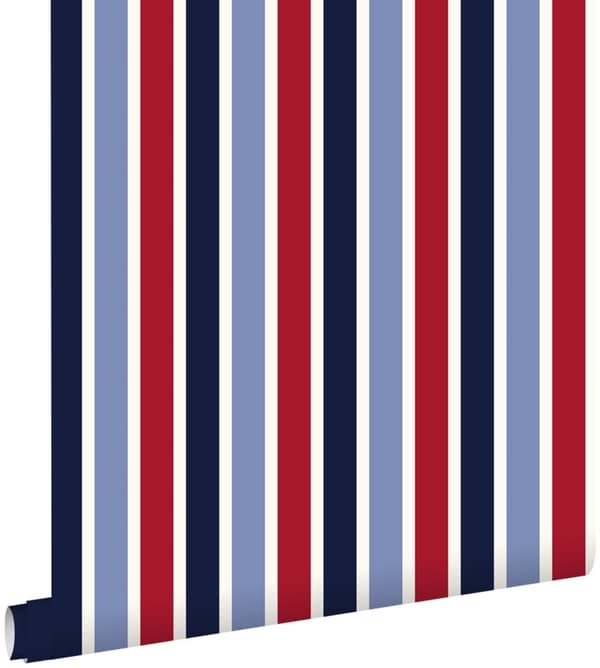 ESTAhome tapet striber marineblåt og rødt 53 cm x 10,05 m
