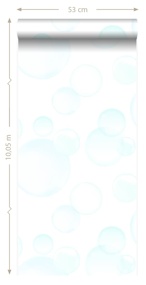 Origin Wallcoverings tapet flydende bobler mintgrønt, pastelblåt og mathvidt - 337213 - 53 cm x 10,05 m