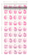 Miniatyrbild 6 av 6: ESTAhome tapet cupcakes på blanka prickar rosa 53 cm x 10,05 m