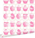 Miniatyrbild 1 av 6: ESTAhome tapet cupcakes på blanka prickar rosa 53 cm x 10,05 m